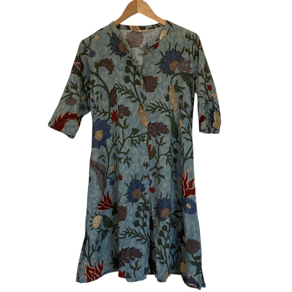 Utsa by Westside Womens‎ Indigo Floral Print A-Line Kurta Size XL Blue Floral